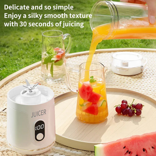 Digital Multimode Juicer Blender - Smart LED Display, Portable Personal Electric Juicer, 600ML Mini Blender Portable Blender For Shakes and Smoothies juice, 12 Blades Great for Mixing, Compact, Convenient and Versatile (white)