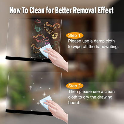 Led Drawing Board For Your Kids, Acrylic Dry Erase Light-Up Board with Stand Markers Cleaning Cloths TracingPaper Erasable Reusable Kids Learning Gift for BirthdayChristmas Decorative Neon Sign