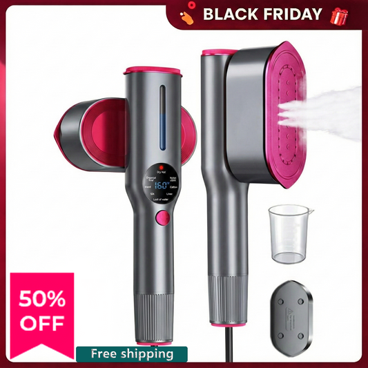 Dr Flash 2-in-1 Garment Steamer &amp; Iron – 1200 W Fast Heat-Up (15 s) with Large Ceramic Plate, Travel Size Portable Clothes Steamer (110-130 V)