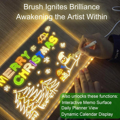 Led Drawing Board For Your Kids, Acrylic Dry Erase Light-Up Board with Stand Markers Cleaning Cloths TracingPaper Erasable Reusable Kids Learning Gift for BirthdayChristmas Decorative Neon Sign
