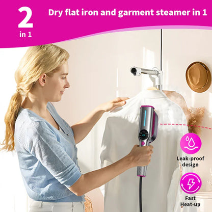 Dr.Flash Garment Steamer, 2-in-1 Steamer &amp; Iron for Clothes, 15s Fast Heat-up 1200W Portable Handheld Garment Steamer, Travel Size with Large Ceramic Heat Panel,Quick Wrinkle Removal,110V-130V